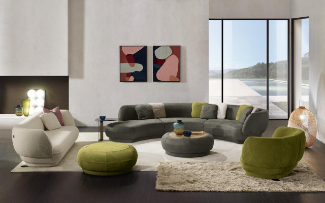 Round sofa corner couch 6-seater couch sofa leather luxury furniture living room