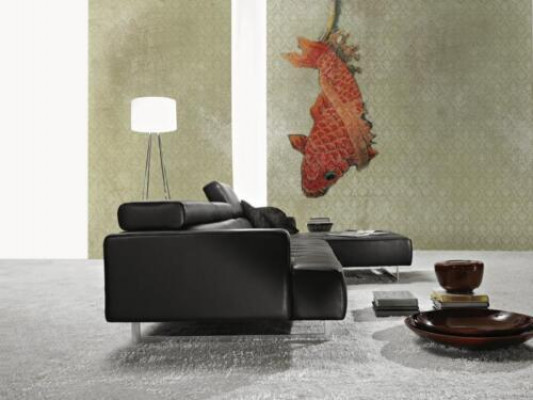 Modern leather corner sofa L-shaped for living room, black color