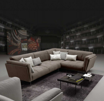 Fabric sectional L-shaped sofa, sofa couch design, upholstery textile, luxury couches