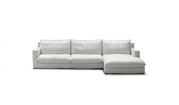 Corner sofa leather L-shaped couch corner luxury design upholstery white living room PRIANERA