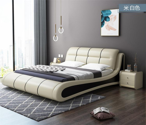 Luxury Upholstered Beds Fabric Double New Bedroom Design Bed Leather