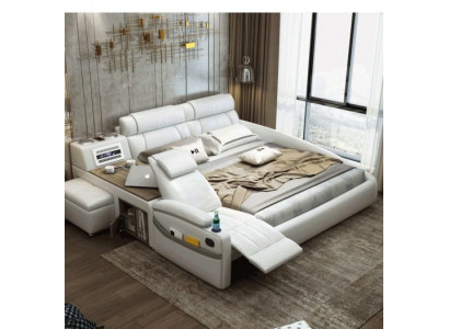 Design Bed XXL Big Beds Leather Hotel Upholstery 180x200cm Multifunction