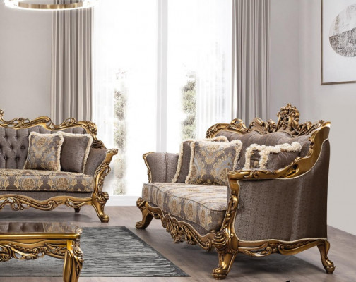 Sofa set 3+1+1 seater luxury suite set sofa sofas armchair fabric baroque gray