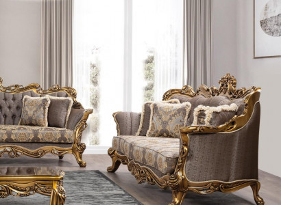 Sofa set 3+1+1 seater luxury suite set sofa sofas armchair fabric baroque gray