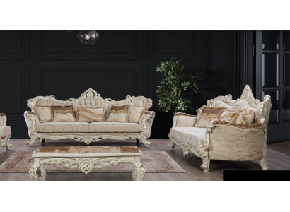 Sofa Set 3+3 Seater Set Sofa Sofas Armchair Seat Fabric Baroque Set Group