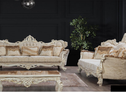 Sofa Set 3+3 Seater Set Sofa Sofas Armchair Seat Fabric Baroque Set Group