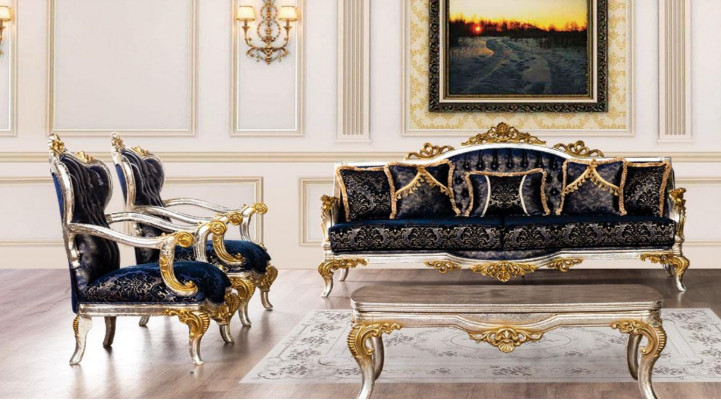 Group Set Sofa Set 3+1+1 Seater 3pcs. Furniture Sofas Armchair Luxury Seat Baroque