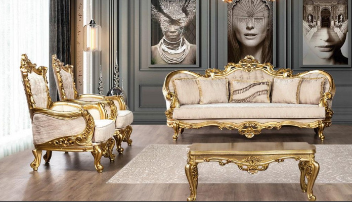 Couch Set Sofa Set 3+1+1 Seater Armchair Sofa Set Fabric Sofa Baroque New