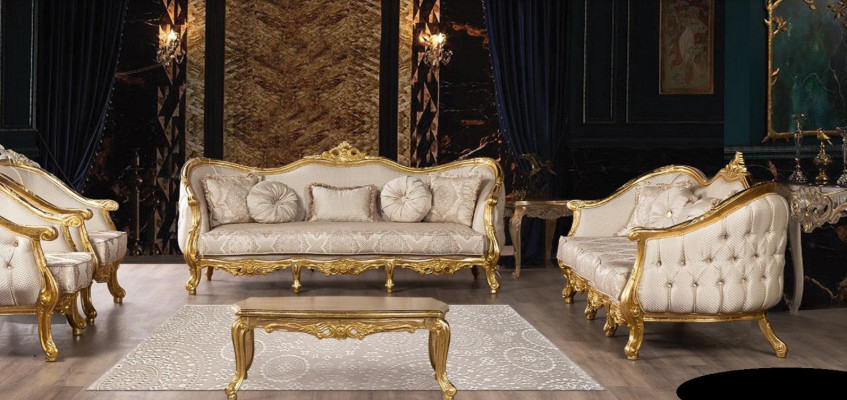 Sofa set 3+3 seater sofa sofas armchair seating suite fabric living room baroque