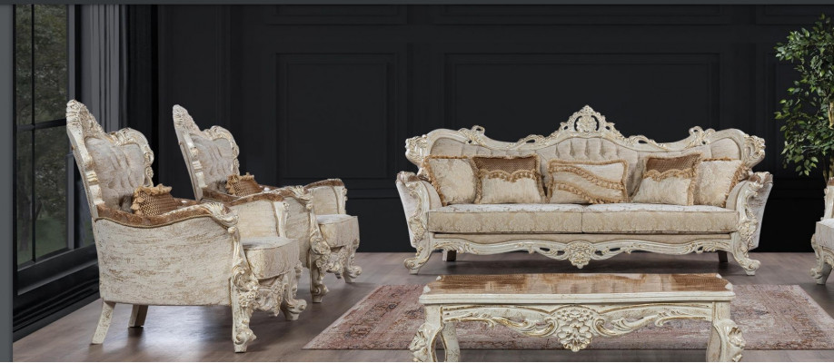 Sofa Sofas Armchair Seat Sofa Suite 3+1+1 Seat Set Fabric Baroque Style