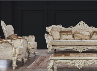 Sofa Sofas Armchair Seat Sofa Suite 3+1+1 Seat Set Fabric Baroque Style