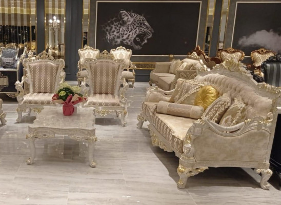 Sofa Suite Armchair Sofa Set 3+1+1 Seater Sofa Set Upholstered Suite Baroque