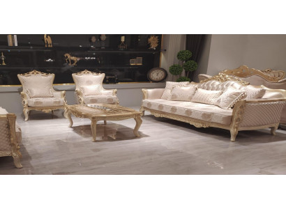 Sofa set 3+1+1 seater coffee table sofa armchair sofas set gold style