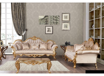 Set of Three-seater Sofa Suite 3+3 Seater Suite Sofa Sofas Fabric Style Baroque
