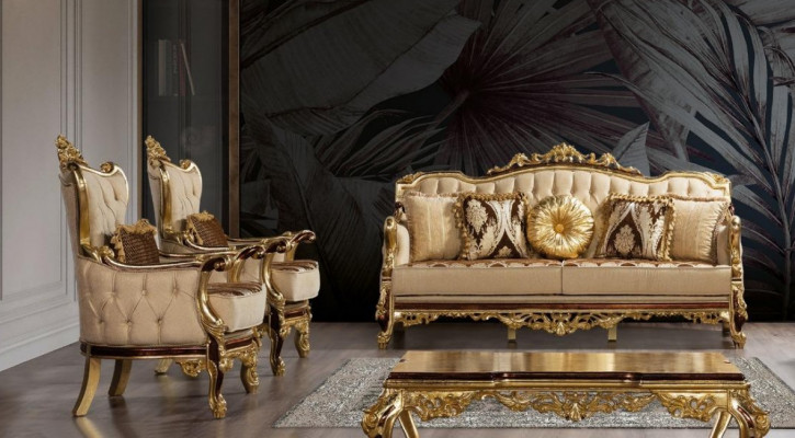 Settee Living Room Set 3+1+1 Seat Sofa Sofas Armchair Luxury Set Design Baroque Couch