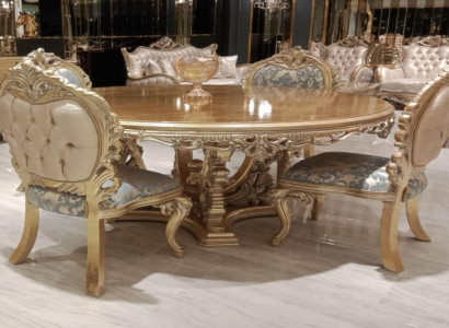 5-piece classic dining room set with round table and chairs