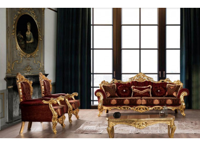 Sofa set sofas armchair sofa suite 3+1+1 seater luxury fabric living room baroque