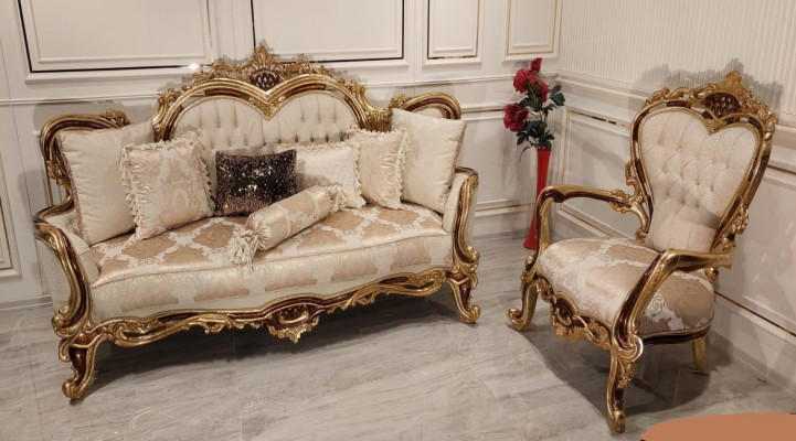 Sofa set 3+1 seater sofa couch armchair luxury set fabric group baroque