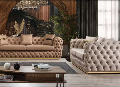 Upholstery Suite Sofa Suite 3+3 Seater Chesterfield Luxury Suite Sofas Leather