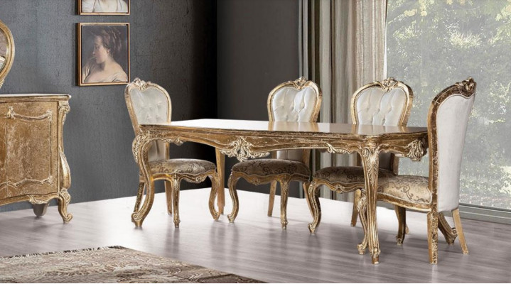 Dining room dining table chair group set wood table tables baroque sets 5-piece set