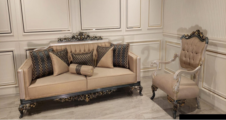 Luxury Sofa Set: 3+1 Seater Sofa, Sofas, Armchair, Fabric 2-piece Set