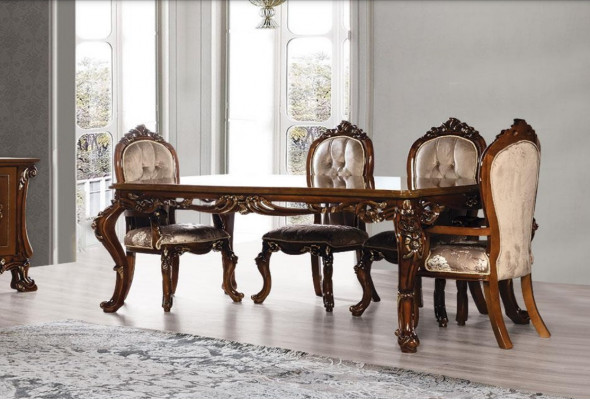 Luxury dining room table chair group set wood table tables 5-piece sets