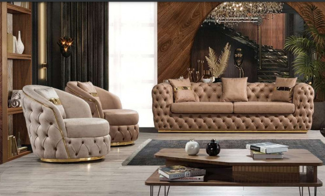 Luxury Chesterfield Sofa Set 3+1+1 Seater Sofa Armchair Sofas Leather