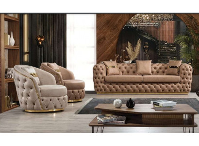 Luxury Chesterfield Sofa Set 3+1+1 Seater Sofa Armchair Sofas Leather