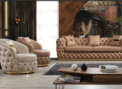 Luxury Chesterfield Sofa Set 3+1+1 Seater Sofa Armchair Sofas Leather