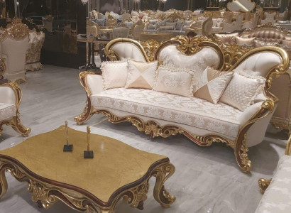 Luxury Three-Seater Sofa, 3-Seater Sofa, Sofas, Armchair, Fabric, Baroque Style, Rococo, 240cm