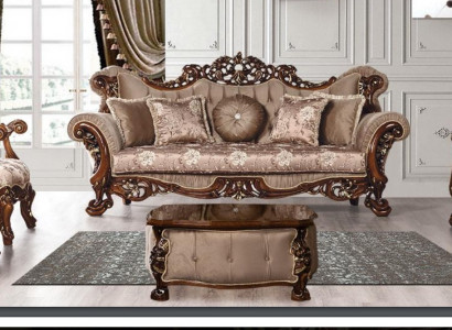 Sofa 3-seater Classic Three-seater Sofas Fabric Textile Design Baroque Rococo New