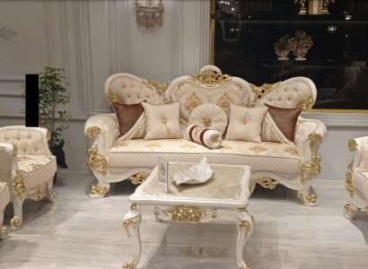 Three-seater sofa, 3-seat sofa, sofas, baroque rococo seating, fabric style baroque furniture