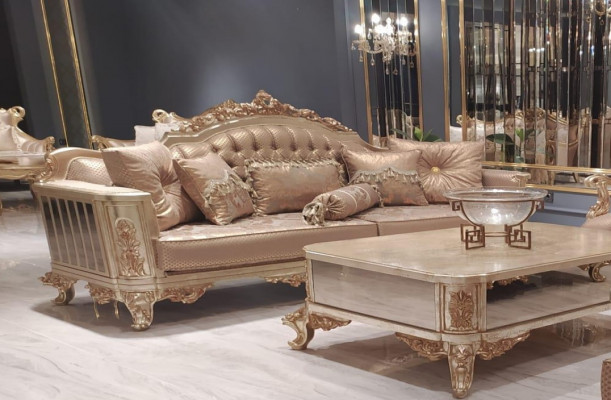 Three-seater sofa couch 3-seater classic couch sofas fabric style baroque velvet new