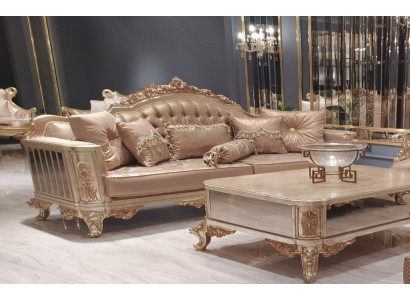 Three-seater sofa couch 3-seater classic couch sofas fabric style baroque velvet new