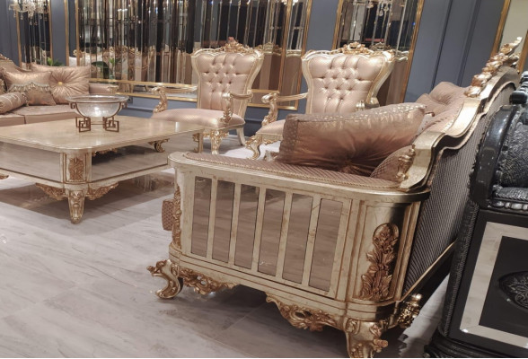 Three-seater sofa couch 3-seater classic couch sofas fabric style baroque velvet new