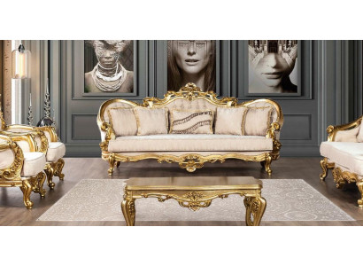 Sofa 3-seater fabric three-seater sofas luxury living room baroque style couch baroque new
