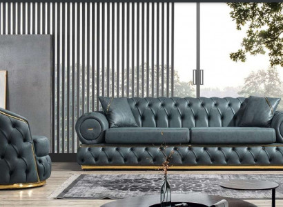 Sofa set 3+1 seater set sofa sofas leather armchair luxury chesterfield