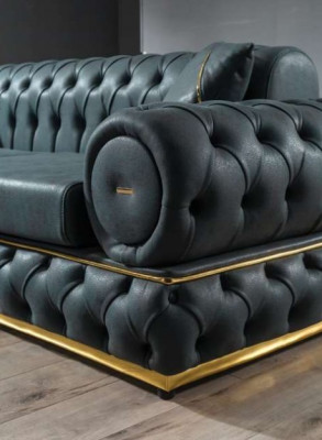 Sofa set 3+1 seater set sofa sofas leather armchair luxury chesterfield