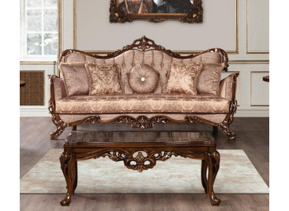 Sofa 3 Seat Classic 3-Seater Fabric Sofa Couch Living Room Baroque Style