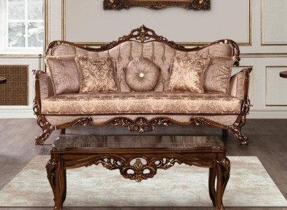 Sofa 3 Seat Classic 3-Seater Fabric Sofa Couch Living Room Baroque Style
