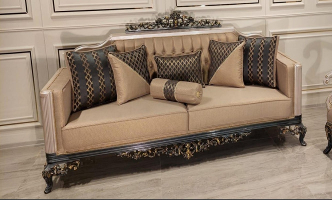 Three-seater sofa 3-seater baroque rococo sofa sofas armchair fabric couch furniture new