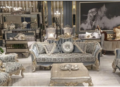 Three-seater sofa 3-seat couch furniture classic sofas fabric style baroque rococo new