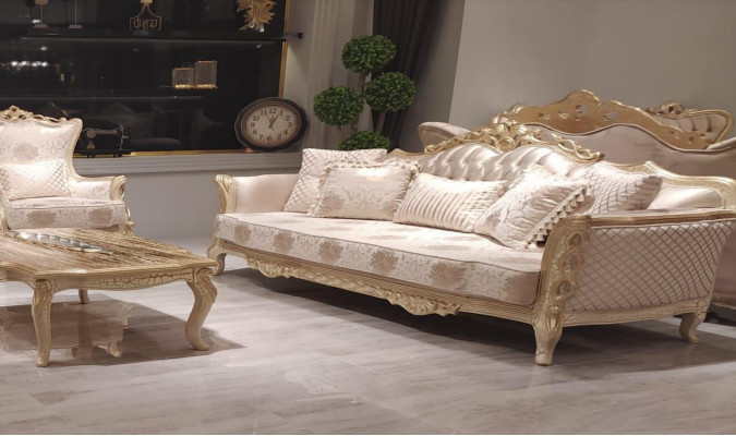 Classic three-seater sofa 3-seat sofas couch fabric style baroque furniture rococo