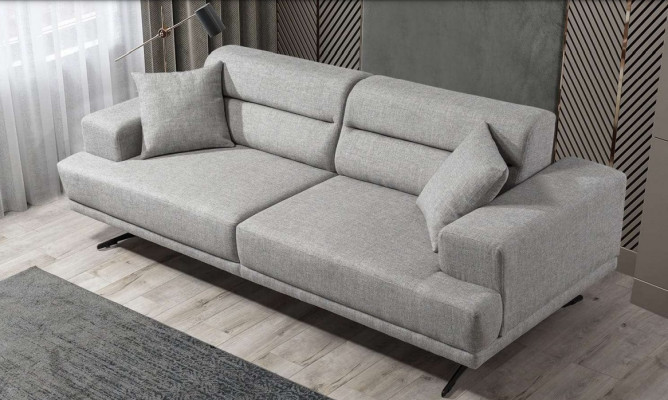 3-seater sofa, leather three-seater, seat cushion design, modern living room, gray