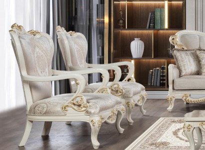 Wingback chair armchair design upholstery baroque sofa couch fabric seat living room style