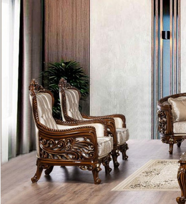 Armchair Wingback Luxury Fabric Seat Design Upholstery Baroque Textile Single-Seater New