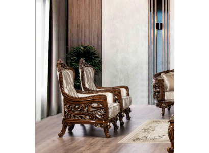 Armchair Wingback Luxury Fabric Seat Design Upholstery Baroque Textile Single-Seater New