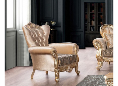 Armchair seat sitter design living room upholstery new style baroque rococo luxury beige