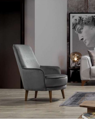 Armchair seat modern design living room upholstery single-seater relax gray style luxury