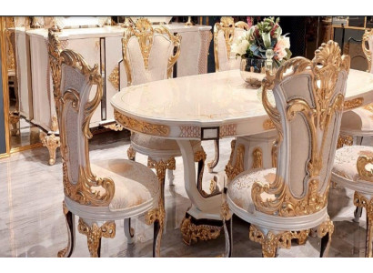 Dining room chair chair chairs wood luxury dining room dining fabric style baroque rococo